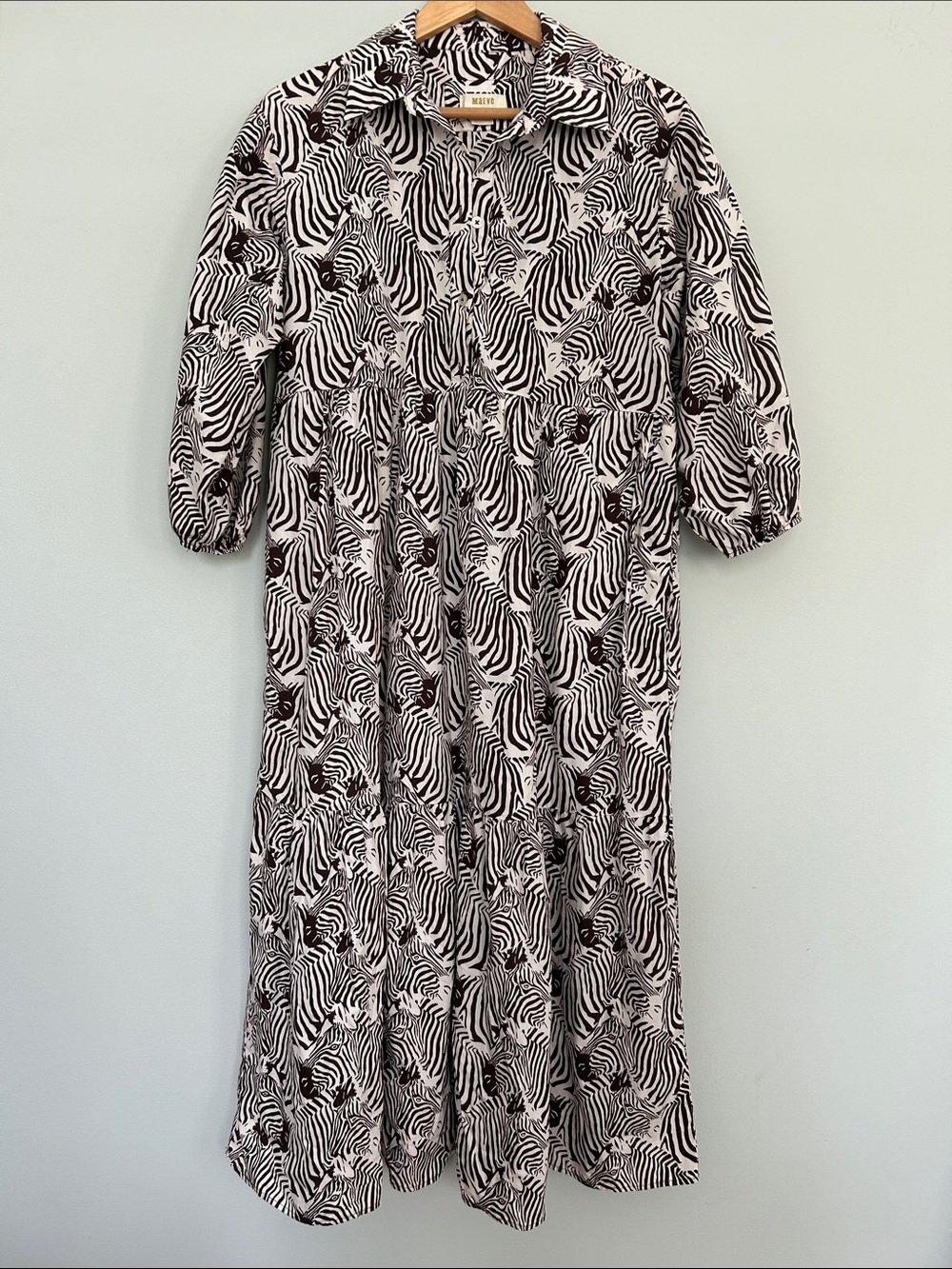 Maeve brown/cream Zebra-Print Maxi Dress